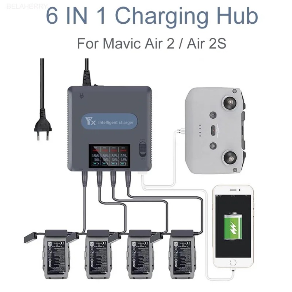 Drone Battery Smart - 6-in-1 Digital-Anzeige Akkuladegerät für DJI Mavic